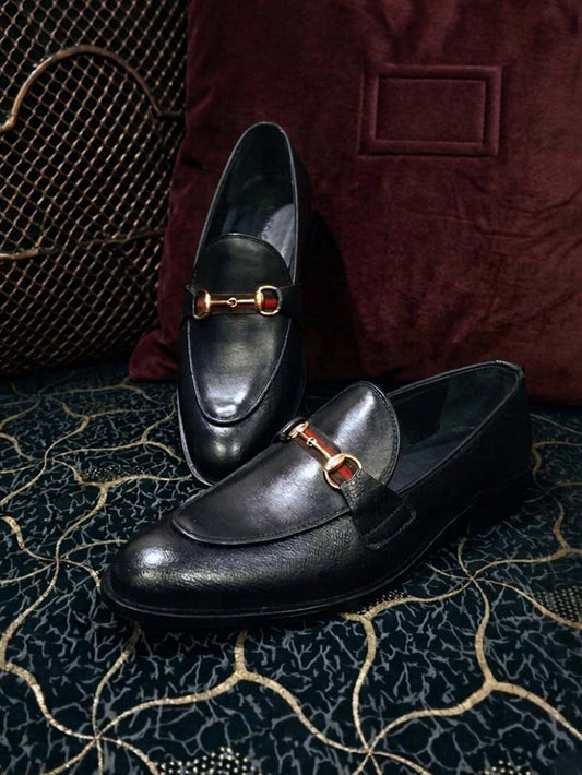 Black Leather Shoes-Sku -582