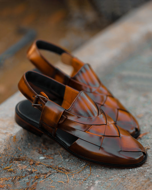 knitting Brown Peshawari Chappal _sku 973