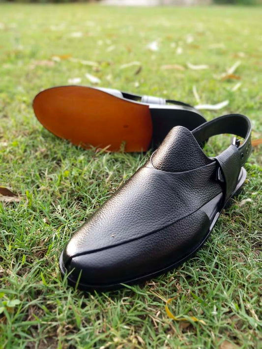 Milled Black Peshawari Chappal – Design 777