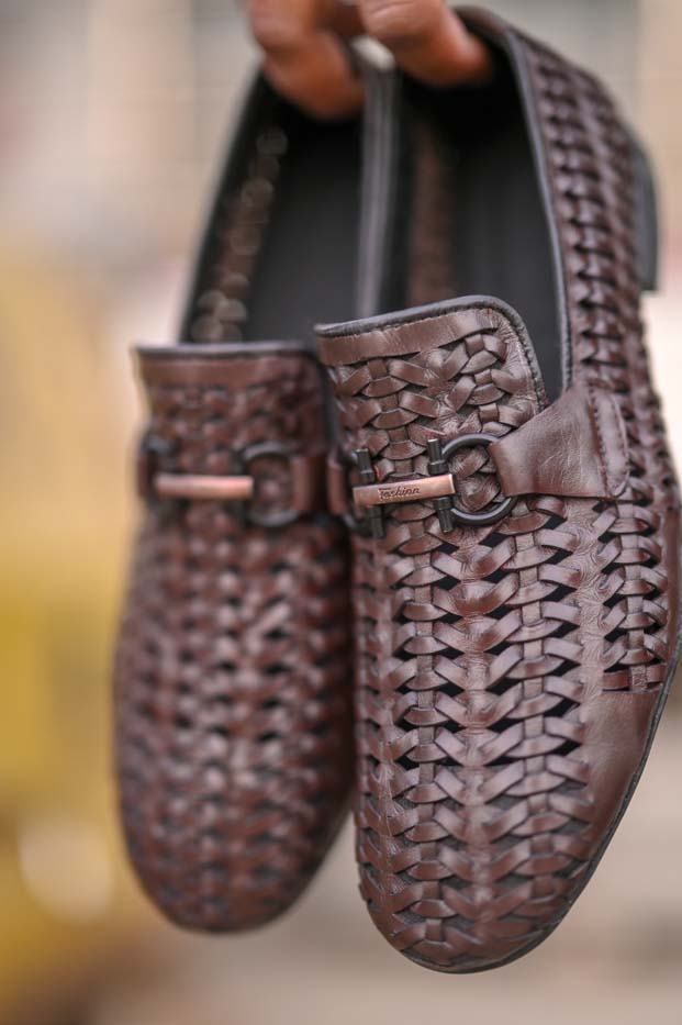 Brown Leather Shoes-Sku -676