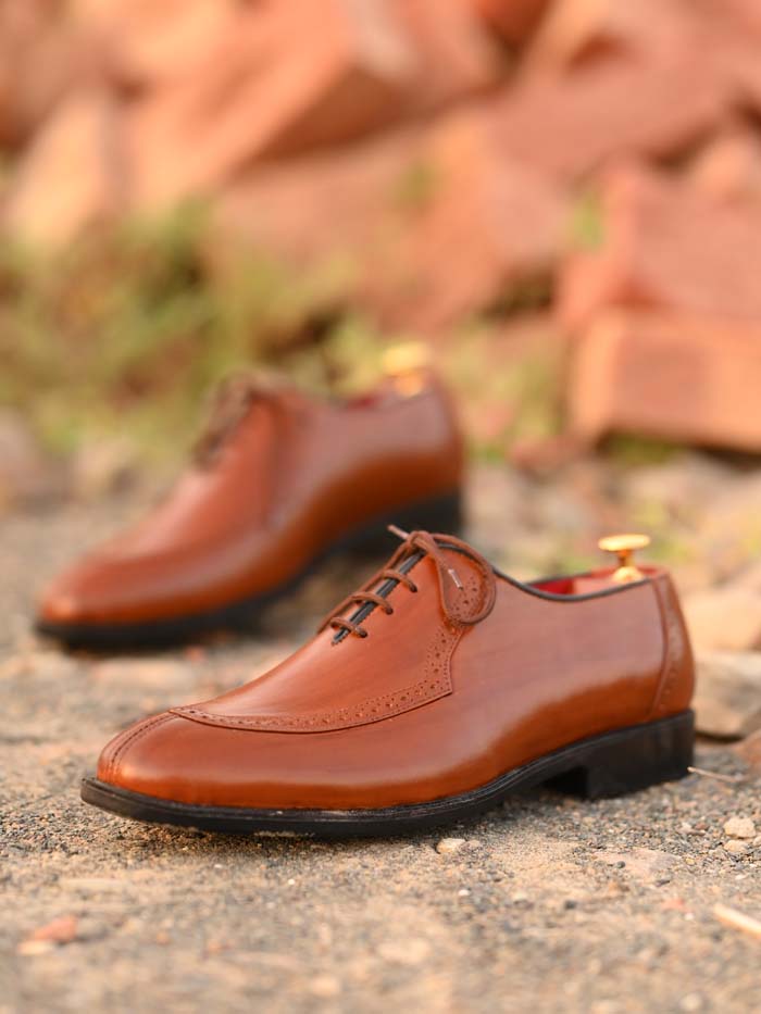 Brown Leather Shoes-Sku -030