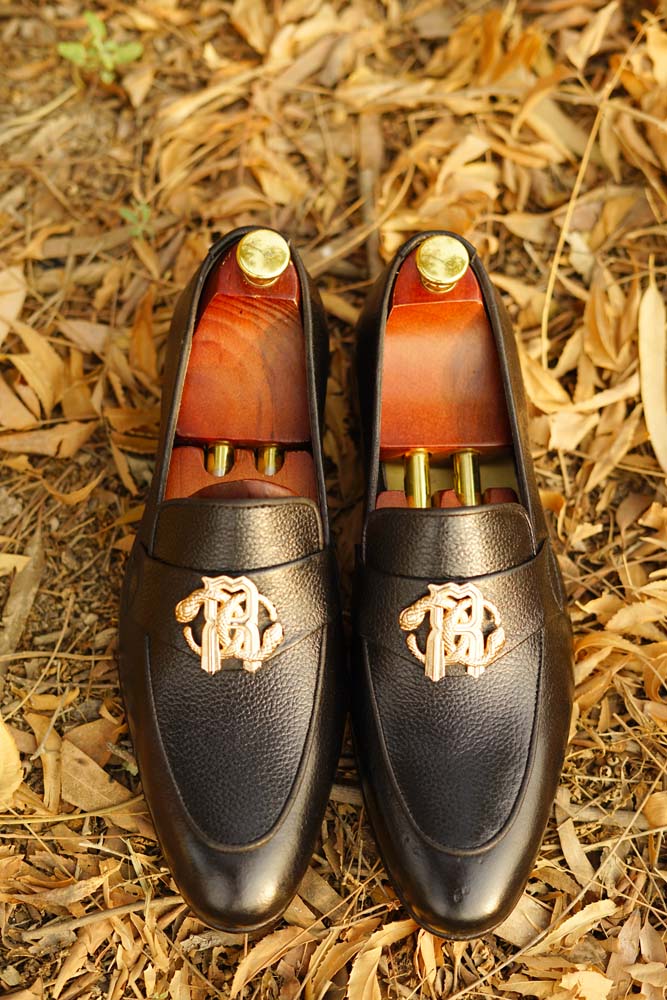 Black Cow Leather Shoes-Sku 077