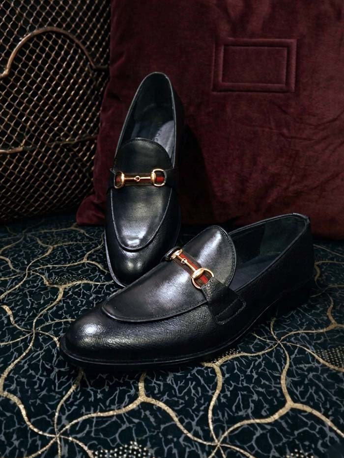 Black Leather Shoes-Sku -582