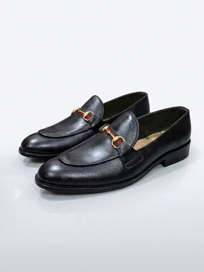Black Leather Shoes-Sku -582