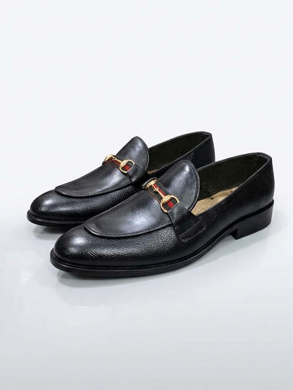 Black Leather Shoes-Sku -582