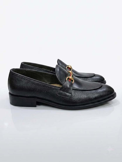 Black Leather Shoes-Sku -582