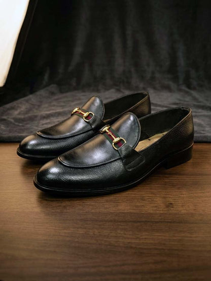 Black Leather Shoes-Sku -582