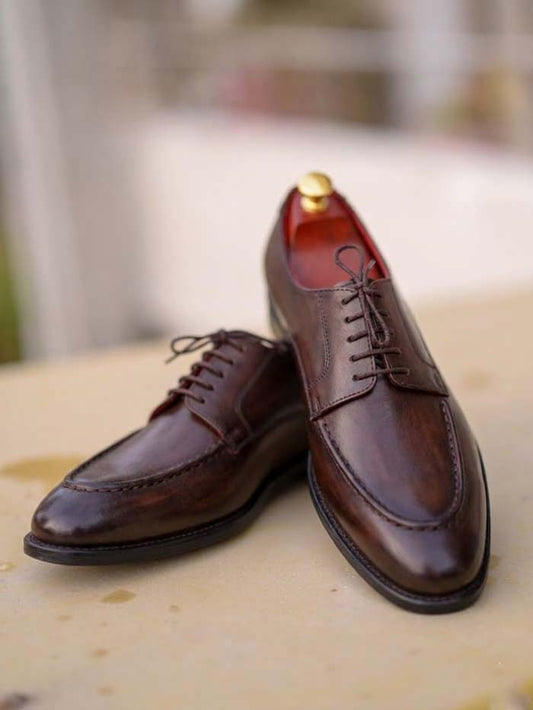 Brown Leather Shoes-Sku -039