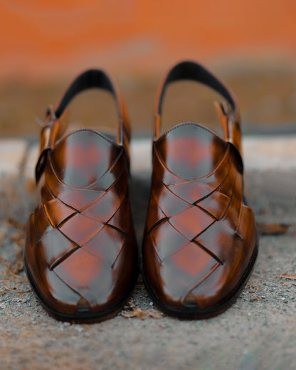 knitting Brown Peshawari Chappal _sku 973