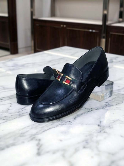 Black Leather Loafers for Men – Lightweight Slip-On Shoes