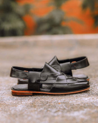 knitting Black Peshawari Chappal _sku 974