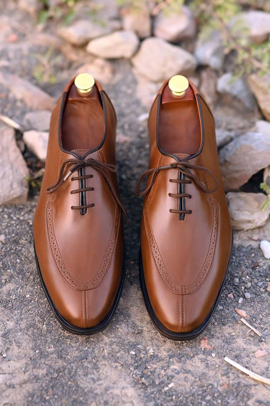 Brown Leather Shoes-Sku -030