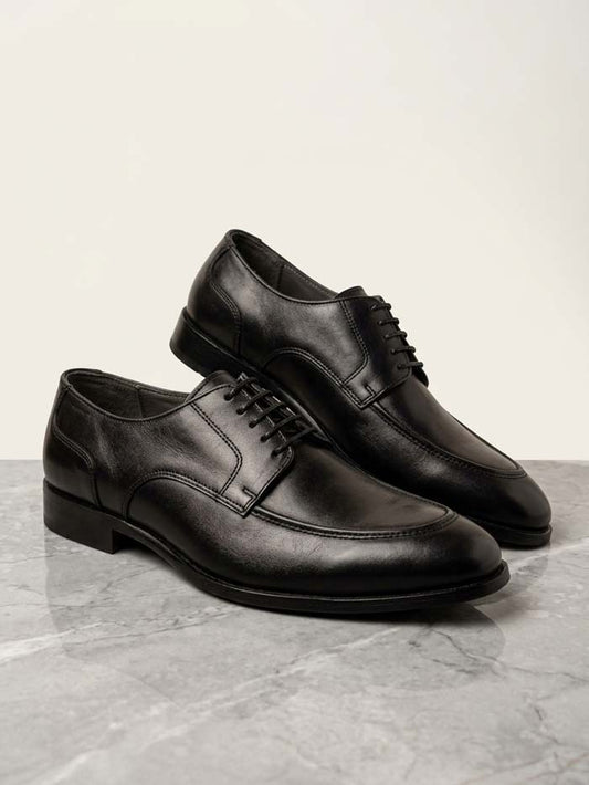 Men's Black Lace-Up Leather Shoes – SKU 027