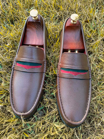 Brown Cow Leather Shoes-Sku 2024