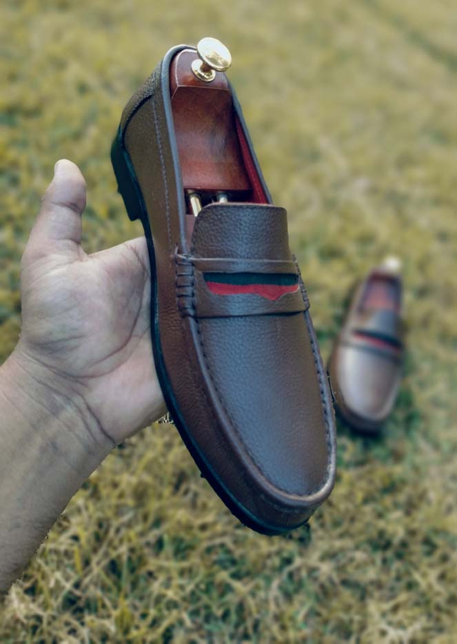 Brown Cow Leather Shoes-Sku 2024