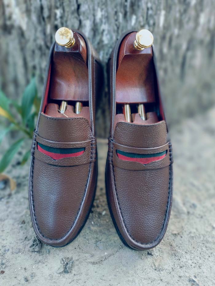Brown Cow Leather Shoes-Sku 2024