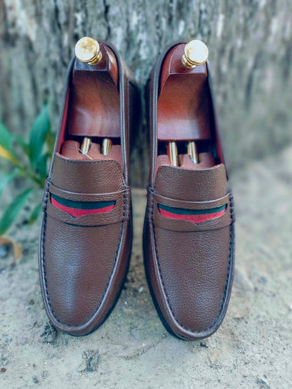 Brown Cow Leather Shoes-Sku 2024