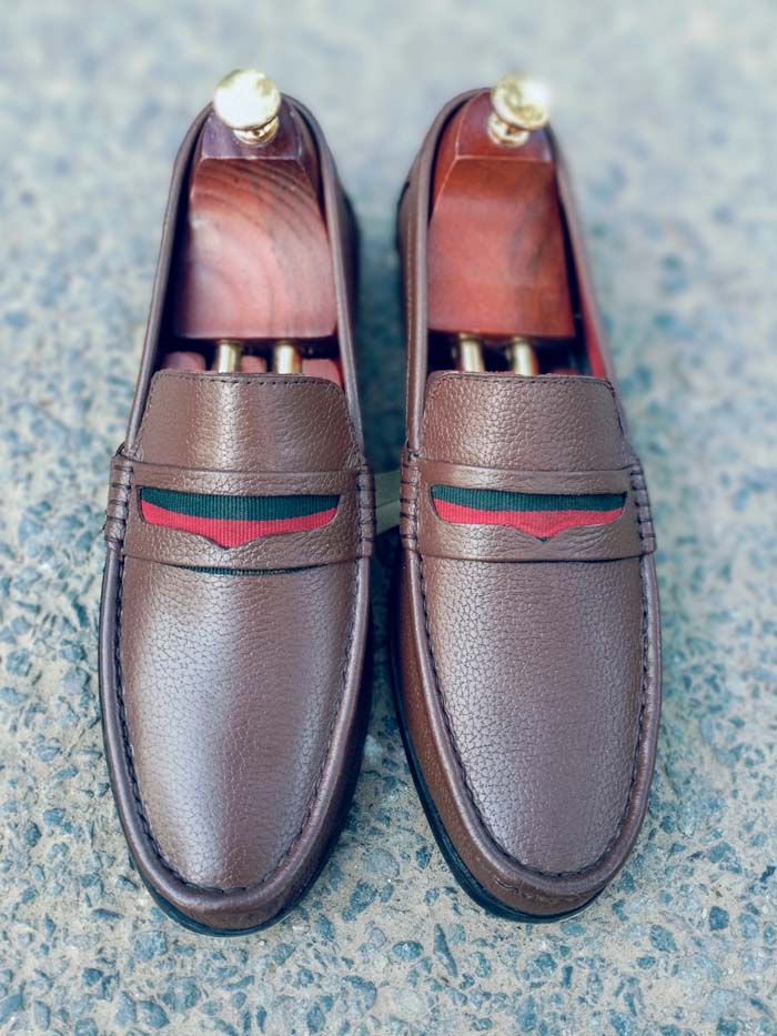 Brown Cow Leather Shoes-Sku 2024