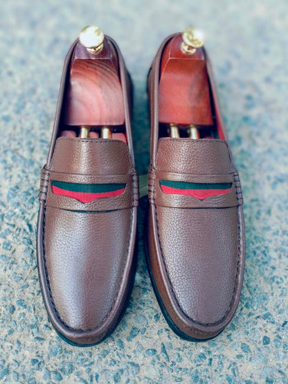 Brown Cow Leather Shoes-Sku 2024