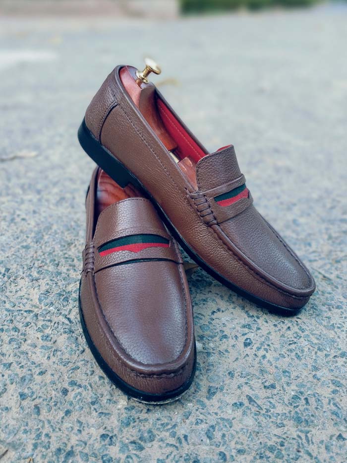 Brown Cow Leather Shoes-Sku 2024