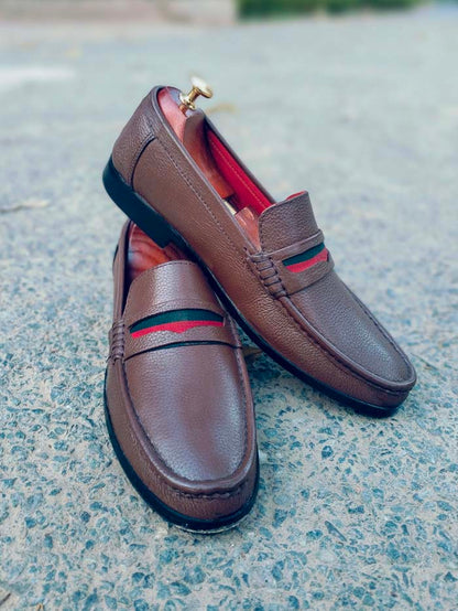 Brown Cow Leather Shoes-Sku 2024