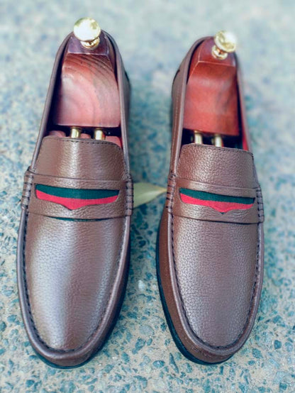Brown Cow Leather Shoes-Sku 2024