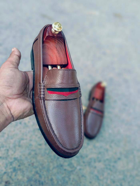 Brown Cow Leather Shoes-Sku 2024