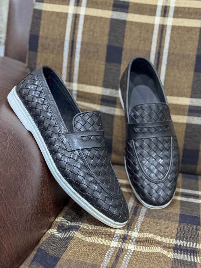 BLACK BRAIDED LOAFER-Sku3242