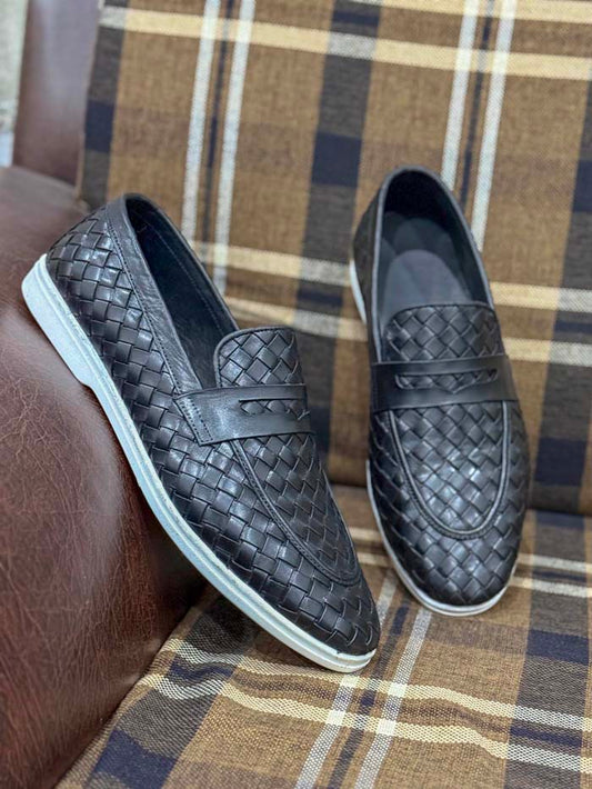 BLACK BRAIDED LOAFER-Sku3242