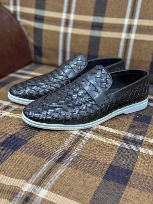 BLACK BRAIDED LOAFER-Sku3242