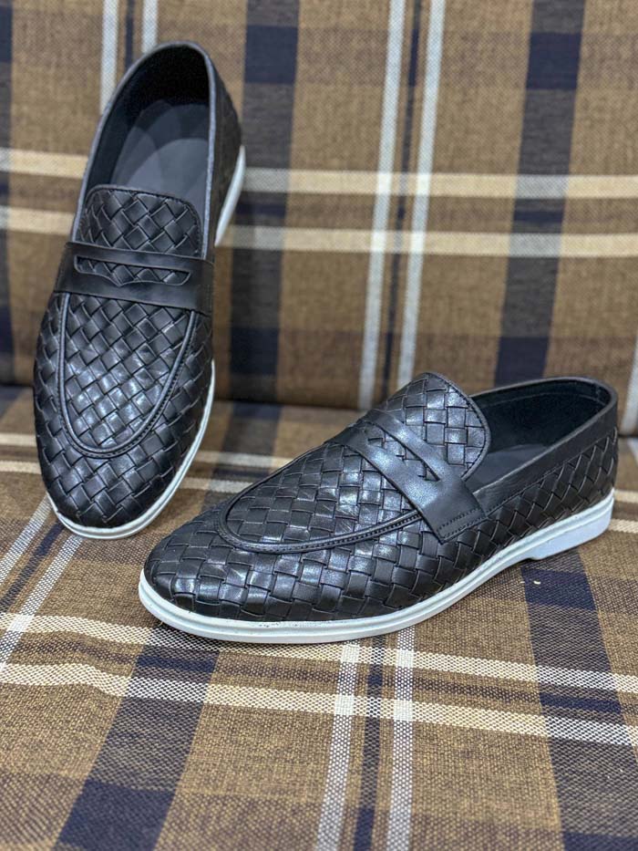 BLACK BRAIDED LOAFER-Sku3242