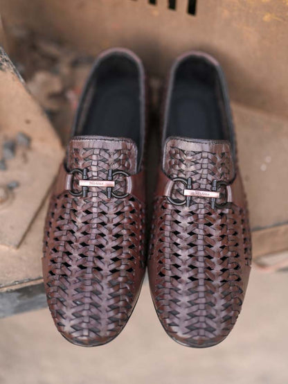 Brown Leather Shoes-Sku -676