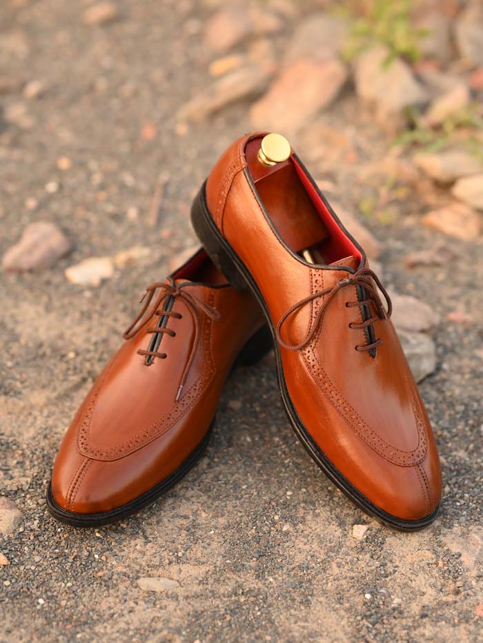 Brown Leather Shoes-Sku -030
