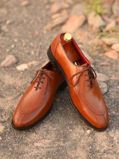 Brown Leather Shoes-Sku -030