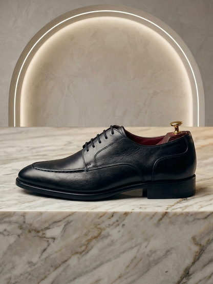 Black leather lace-up shoes - side profile
