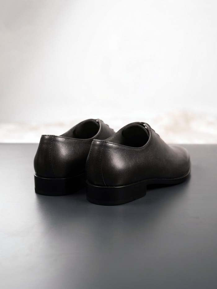 Black Leather Shoes ruber sole-Sku 041