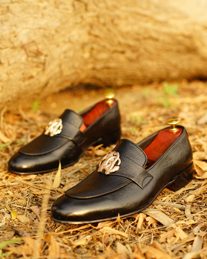 Black Cow Leather Shoes-Sku 077